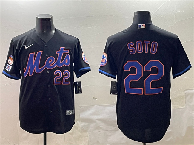 New York Mets #22 Juan Soto Black 2025 Spring Training Cool Base Stitched Baseball Jersey