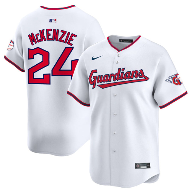 Cleveland Guardians #24 Triston McKenzie White Home Limited Stitched Baseball Jersey Cleveland Guardians #24 Triston McKenzie White Home Limited Stitched Baseball Jersey