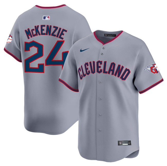 Cleveland Guardians #24 Triston McKenzie Gray 2025 Alternate Limited Stitched Baseball Jersey Cleveland Guardians #24 Triston McKenzie Gray 2025 Alternate Limited Stitched Baseball Jersey
