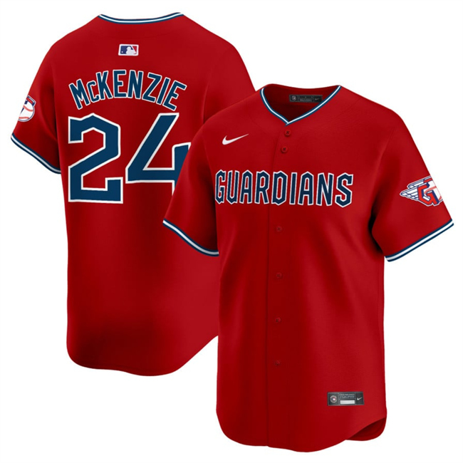 Cleveland Guardians #24 Triston McKenzie Red Alternate Limited Stitched Baseball Jersey