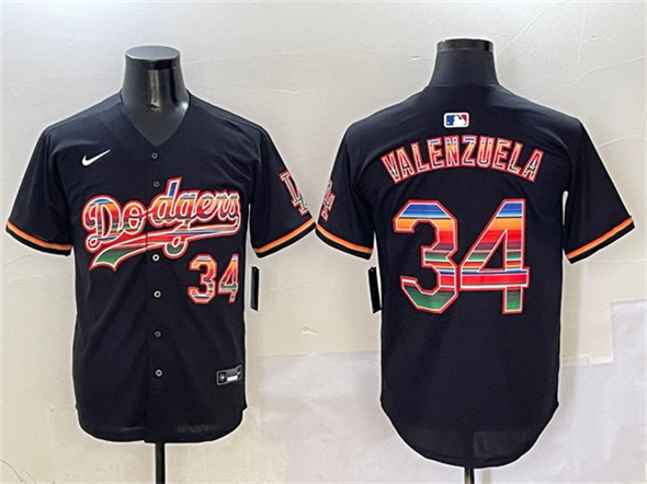 Los Angeles Dodgers #34 Fernando Valenzuela Black Mexico Limited Stitched Baseball Jersey Los Angeles Dodgers #34 Fernando Valenzuela Black Mexico Limited Stitched Baseball Jersey