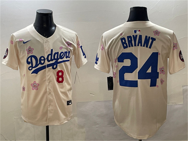 Los Angeles Dodgers Front #8 Back #24 Kobe Bryant Cream 2025 Tokyo Series Limited Stitched Baseball Jersey