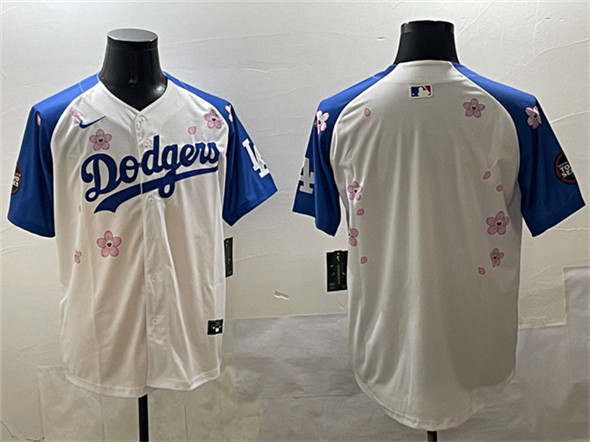 Los Angeles Dodgers Blank White Royal 2025 Tokyo Series Limited Stitched Baseball Jersey