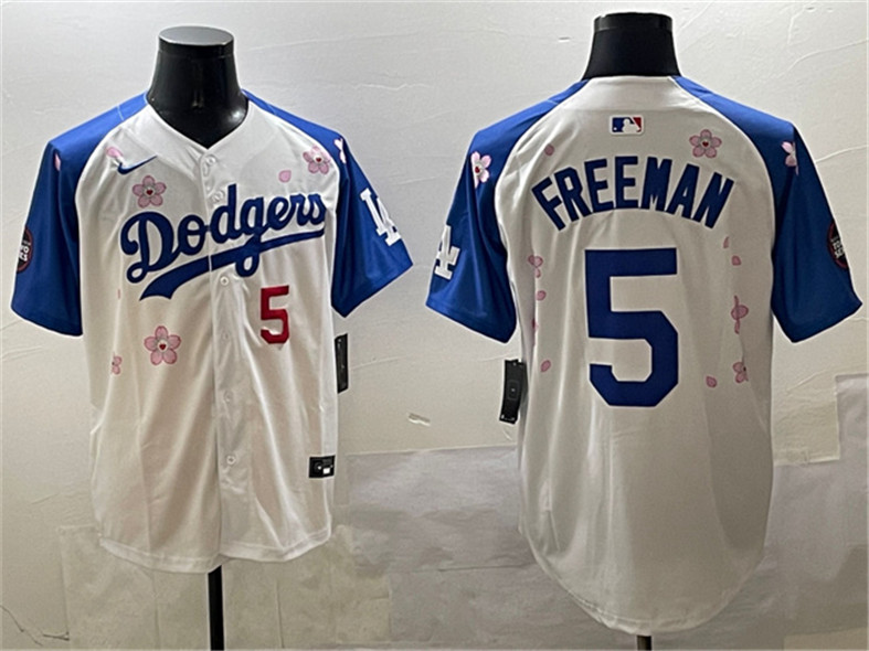 Los Angeles Dodgers #5 Freddie Freeman White Royal 2025 Tokyo Series Limited Stitched Baseball Jersey
