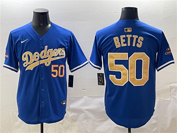 Los Angeles Dodgers #50 Mookie Betts Royal 2025 Gold Collection Limited Stitched Baseball Jersey