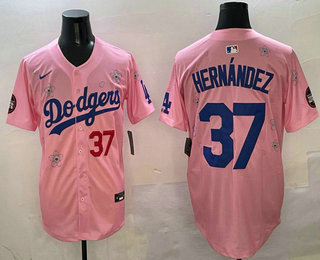Los Angeles Dodgers #37 Teoscar Hernandez Pink 2025 Tokyo Series Limited Jersey