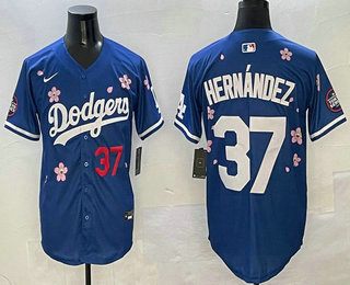 Los Angeles Dodgers #37 Teoscar Hernandez Blue 2025 Tokyo Series Limited Jersey