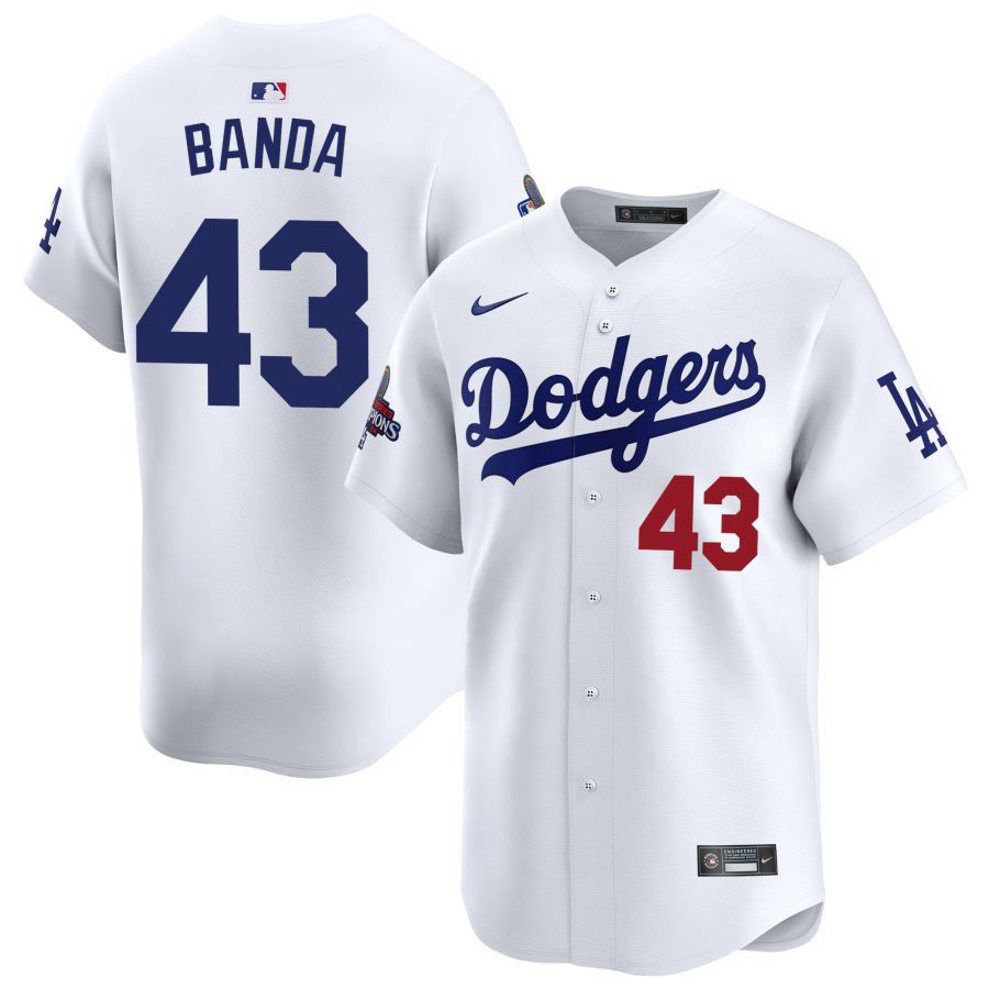 Los Angeles Dodgers #43 Anthony banda White 2024 World Series Stitched Baseball Jersey