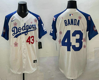 Los Angeles Dodgers #43 Anthony Banda White Royal 2025 Tokyo Series Limited Stitched Jersey