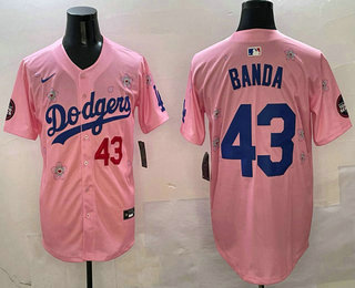 Los Angeles Dodgers #43 Anthony Banda Pink 2025 Tokyo Series Limited Jersey