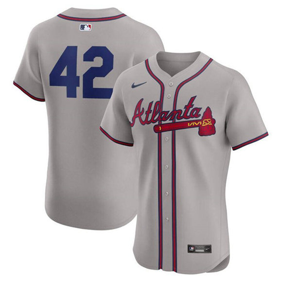 Atlanta Braves #42 Jackie Robinson Gray Flex Base Stitched Jersey