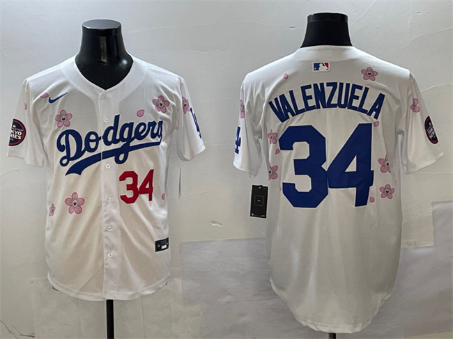 Los Angeles Dodgers #34 Fernando Valenzuela White 2025 Tokyo Series Limited Stitched Baseball Jersey Los Angeles Dodgers #34 Fernando Valenzuela White 2025 Tokyo Series Limited Stitched Baseball Jersey