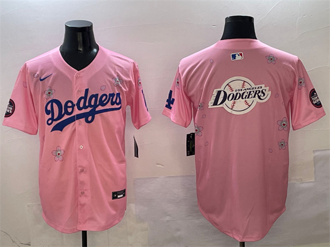 Los Angeles Dodgers Team Big Logo Pink 2025 Tokyo Series Limited Stitched Baseball Jersey