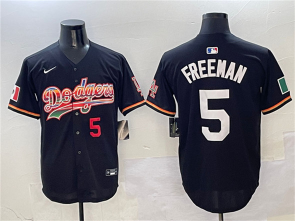 Los Angeles Dodgers #5 Freddie Freeman Black Mexico Limited Stitched Baseball Jersey