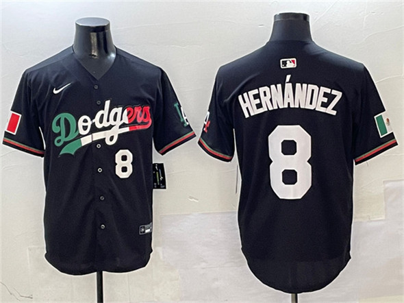 Los Angeles Dodgers #8 Enrique Hernandez Black Mexico Flag Limited Stitched Baseball Jersey