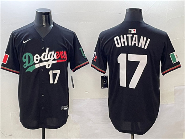 Los Angeles Dodgers #17 Shohei Ohtani Black Mexico Flag Limited Stitched Baseball Jersey Los Angeles Dodgers #17 Shohei Ohtani Black Mexico Flag Limited Stitched Baseball Jersey