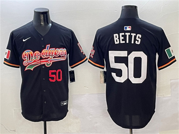 Los Angeles Dodgers #50 Mookie Betts Black Mexico Limited Stitched Baseball Jersey