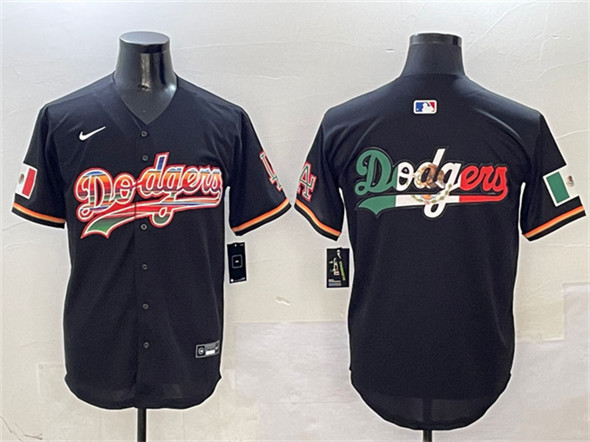 Los Angeles Dodgers Team Big Logo Black Mexico Limited Stitched Baseball Jersey