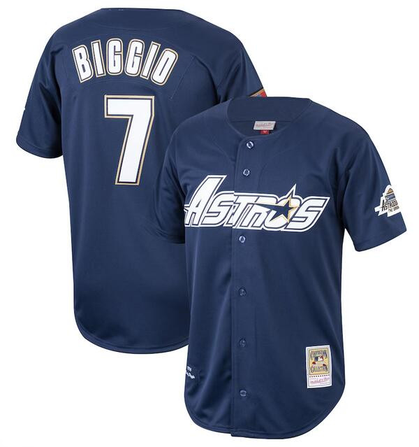 Houston Astros #7 Craig Biggio Navy 1994 Stitched Baseball Jersey
