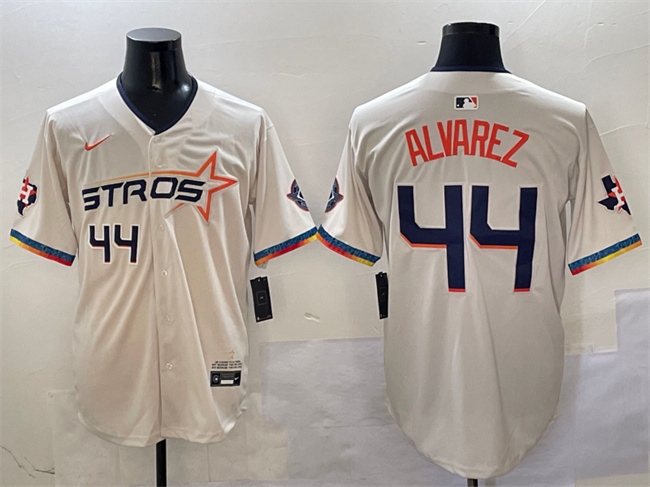 Houston Astros #44 Yordan Alvarez Cream 2025 City Connect With Texas Patch Limited Stitched Baseball Jersey Houston Astros #44 Yordan Alvarez Cream 2025 City Connect With Texas Patch Limited Stitched Baseball Jersey