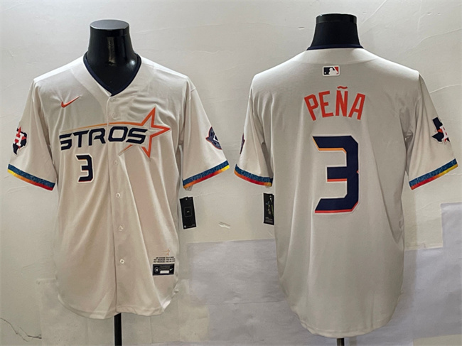 Houston Astros #3 Jeremy Pena Cream 2025 City Connect With Texas Patch Limited Stitched Baseball Jersey Houston Astros #3 Jeremy Pena Cream 2025 City Connect With Texas Patch Limited Stitched Baseball Jersey