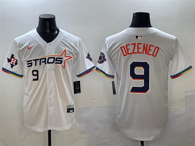 Houston Astros #9 Zach Dezenzo White 2025 City Connect With Texas Patch Limited Stitched Baseball Jersey