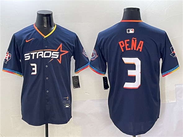 Houston Astros #3 Jeremy Pena Navy 2025 City Connect With Texas Patch Limited Stitched Baseball Jersey Houston Astros #3 Jeremy Pena Navy 2025 City Connect With Texas Patch Limited Stitched Baseball Jersey