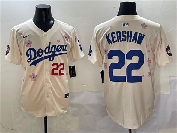 Los Angeles Dodgers #22 Clayton Kershaw Cream 2025 Tokyo Series Limited Stitched Baseball Jersey