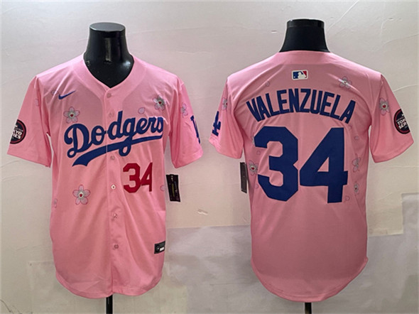 Los Angeles Dodgers #34 Fernando Valenzuela Pink 2025 Tokyo Series Limited Stitched Baseball Jersey