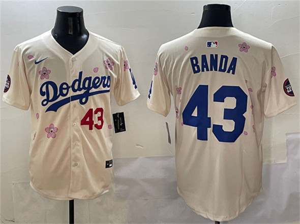 Los Angeles Dodgers #43 Anthony Banda Cream 2025 Tokyo Series Limited Stitched Baseball Jersey