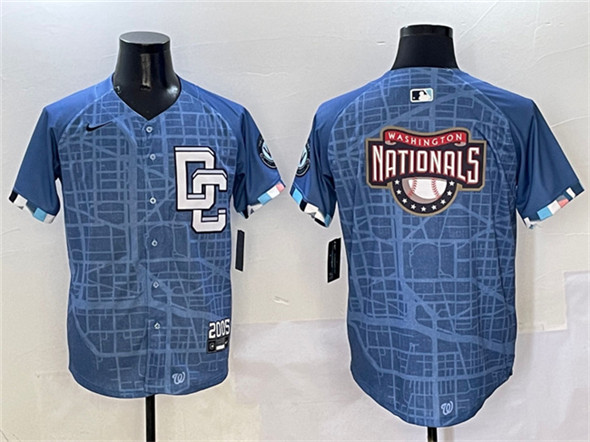 Washington Nationals Team Big Logo Blue 2025 City Connect Limited Stitched Baseball Jersey