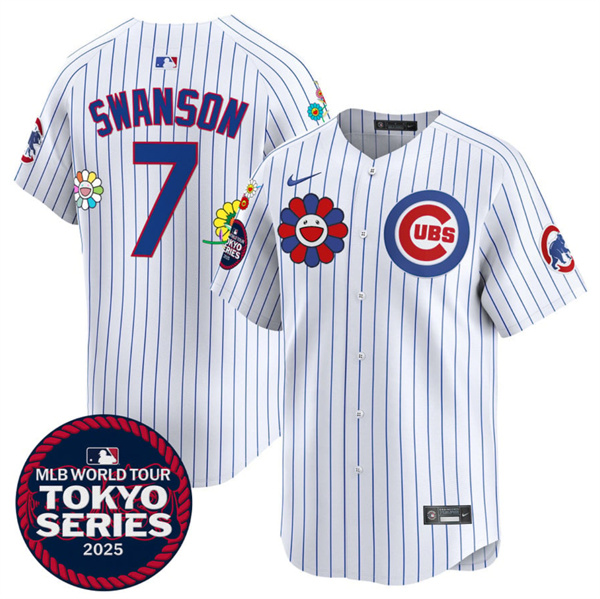 Chicago Cubs #7 Dansby Swanson White 2025 Tokyo Series Limited Stitched Baseball Jersey