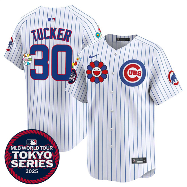 Chicago Cubs #30 Kyle Tucker White 2025 Tokyo Series Limited Stitched Baseball Jersey