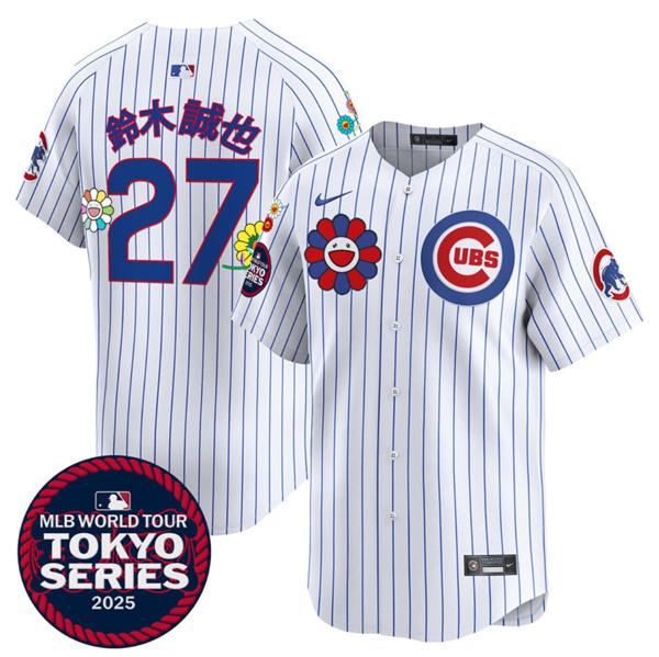 Chicago Cubs #27 ?????? White 2025 Tokyo Series Limited Stitched Baseball Jersey Chicago Cubs #27 ?????? White 2025 Tokyo Series Limited Stitched Baseball Jersey