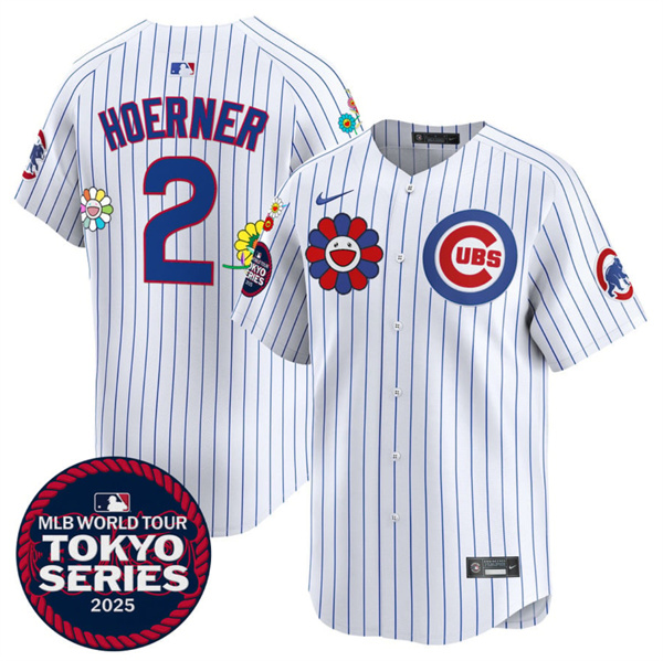 Chicago Cubs #2 Nico Hoerner White 2025 Tokyo Series Limited Stitched Baseball Jersey Chicago Cubs #2 Nico Hoerner White 2025 Tokyo Series Limited Stitched Baseball Jersey