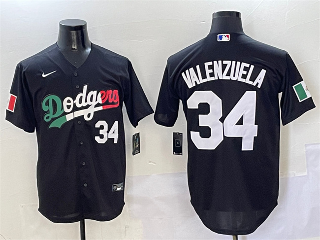 Los Angeles Dodgers #34 Fernando Valenzuela Black Mexico Flag Cool Base Stitched Baseball Jersey Los Angeles Dodgers #34 Fernando Valenzuela Black Mexico Flag Cool Base Stitched Baseball Jersey
