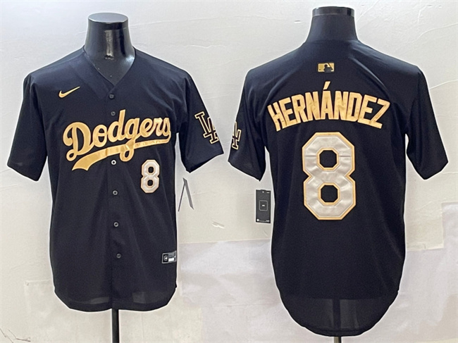 Los Angeles Dodgers #8 Enrique Hernandez Black Gold Limited Stitched Baseball Jersey