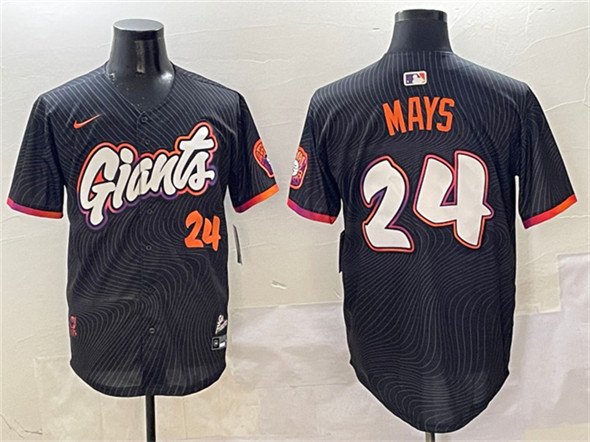 San Francisco Giants #24 Willie Mays Anthracite 2025 City Connect Limited Stitched Baseball Jersey