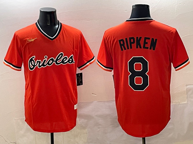 Baltimore Orioles #8 Cal Ripken Jr. Orange Throwback Stitched Baseball Jersey