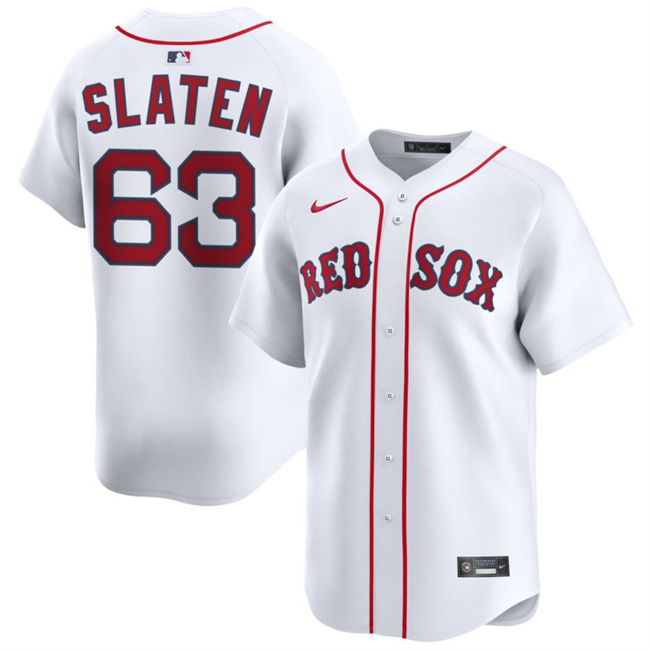 Boston Red Sox #63 Justin Slaten White 2025 Home Limited Stitched Baseball Jersey