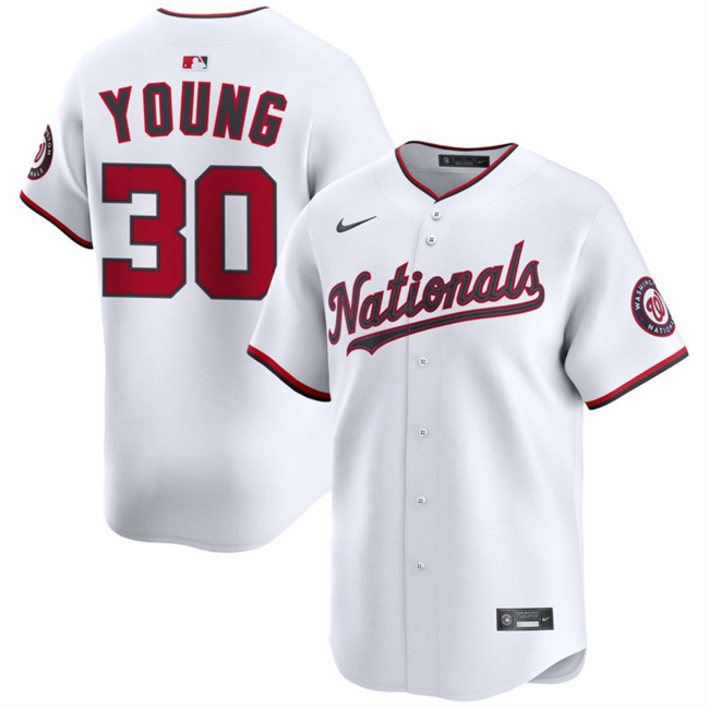 Washington Nationals #30 Jacob Young White 2025 Home Limited Stitched Baseball Jersey