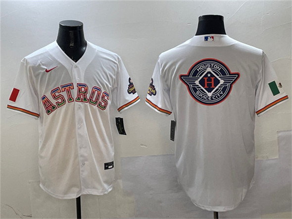 Houston Astros Team Big Logo White Mexico Cool Base Stitched Baseball Jersey