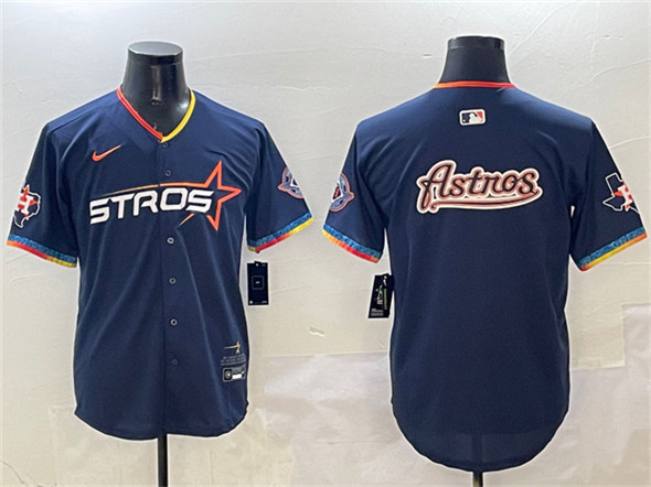 Houston Astros Team Big Logo Navy 2025 City Connect With Texas Patch Limited Stitched Baseball Jersey