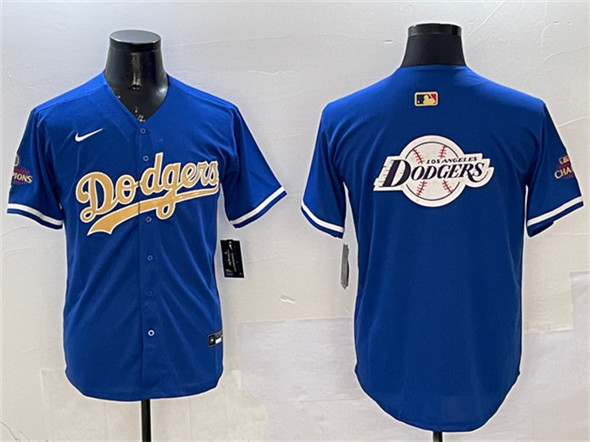 Los Angeles Dodgers Team Big Logo Royal 2025 Gold Collection Limited Stitched Baseball Jersey