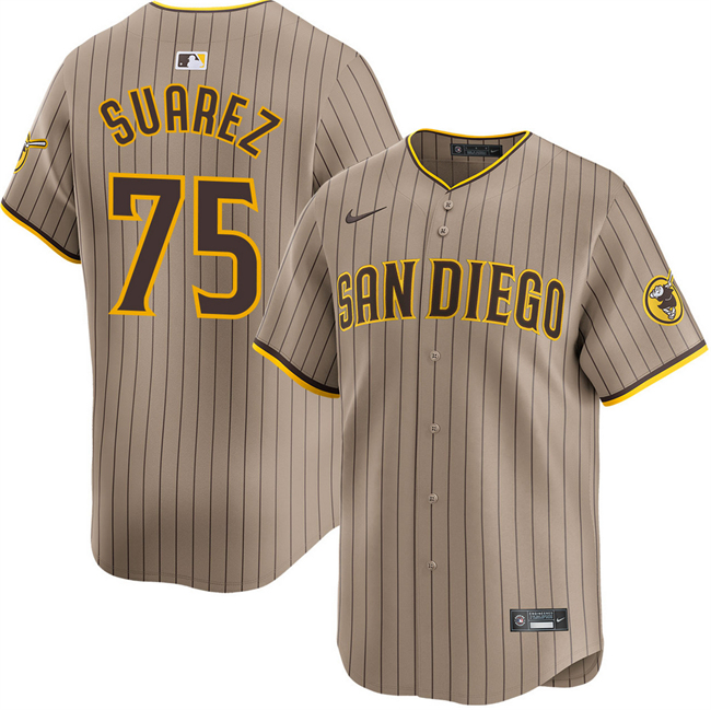 San Diego Padres #75 Robert Suarez Tan 2024 Alternate Limited Stitched Baseball Jersey San Diego Padres #75 Robert Suarez Tan 2024 Alternate Limited Stitched Baseball Jersey
