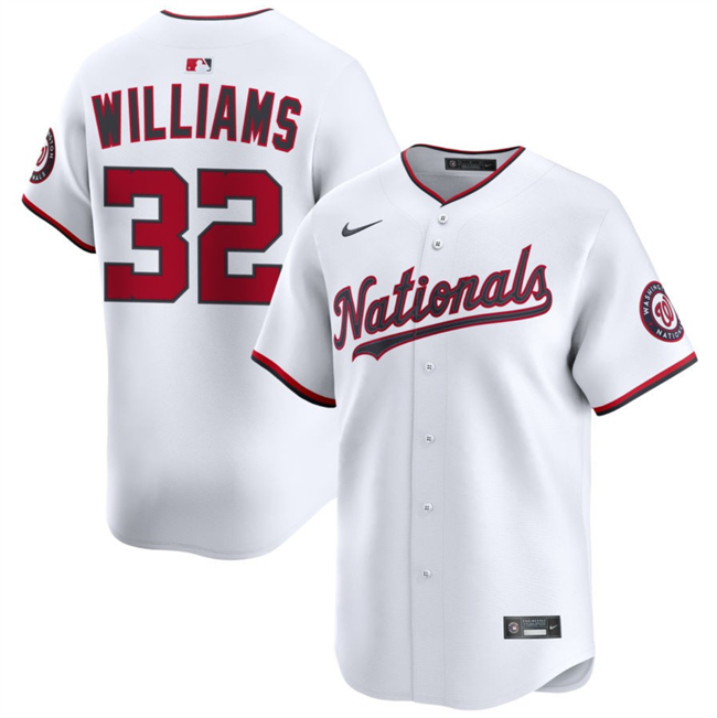 Washington Nationals #32 Trevor Williams White 2025 Home Limited Stitched Baseball Jersey