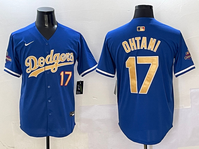 Los Angeles Dodgers #17 Shohei Ohtani Royal 2025 Gold Collection Limited Stitched Baseball Jersey