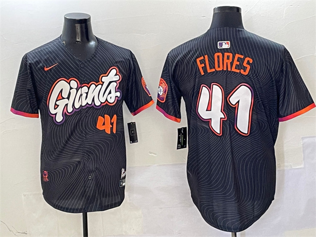 San Francisco Giants #41 Wilmer Flores Anthracite 2025 City Connect Limited Stitched Baseball Jersey San Francisco Giants #41 Wilmer Flores Anthracite 2025 City Connect Limited Stitched Baseball Jersey