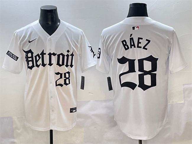 Detroit Tigers #28 Javier B??ez White 'Motor Gothic Edition' Vapor Premier Limited Stitched Baseball Jersey Detroit Tigers #28 Javier B??ez White 'Motor Gothic Edition' Vapor Premier Limited Stitched Baseball Jersey