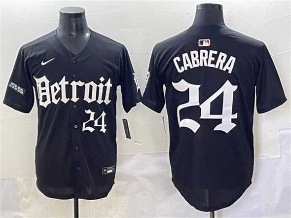 Detroit Tigers #24 Miguel Cabrera Black 'Motor Gothic Edition' Vapor Premier Limited Stitched Baseball Jersey Detroit Tigers #24 Miguel Cabrera Black 'Motor Gothic Edition' Vapor Premier Limited Stitched Baseball Jersey